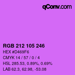 Color code: RGB 212 105 246 | qconv.com