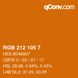 Color code: RGB 212 105 7 | qconv.com