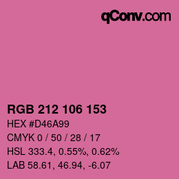 Color code: RGB 212 106 153 | qconv.com