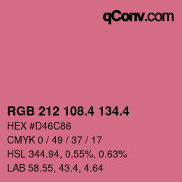 カラーコード: RGB 212 108.4 134.4 | qconv.com