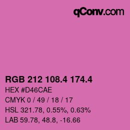 カラーコード: RGB 212 108.4 174.4 | qconv.com