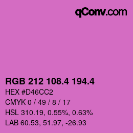 カラーコード: RGB 212 108.4 194.4 | qconv.com