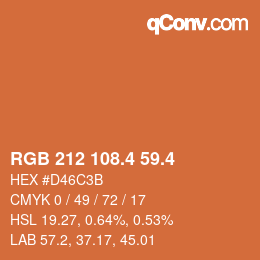カラーコード: RGB 212 108.4 59.4 | qconv.com