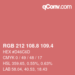 カラーコード: RGB 212 108.8 109.4 | qconv.com