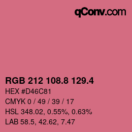 カラーコード: RGB 212 108.8 129.4 | qconv.com