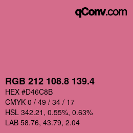 カラーコード: RGB 212 108.8 139.4 | qconv.com