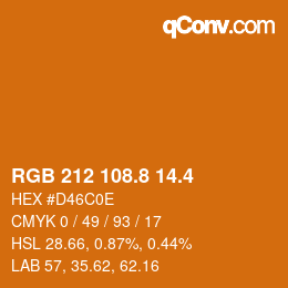 カラーコード: RGB 212 108.8 14.4 | qconv.com