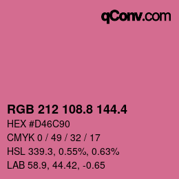 カラーコード: RGB 212 108.8 144.4 | qconv.com