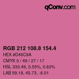 カラーコード: RGB 212 108.8 154.4 | qconv.com