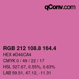 カラーコード: RGB 212 108.8 164.4 | qconv.com