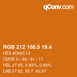 カラーコード: RGB 212 108.8 19.4 | qconv.com