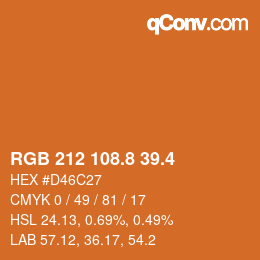 カラーコード: RGB 212 108.8 39.4 | qconv.com