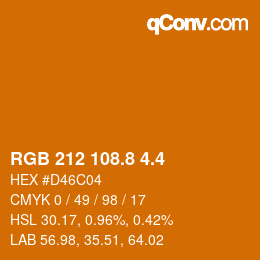 カラーコード: RGB 212 108.8 4.4 | qconv.com