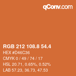 カラーコード: RGB 212 108.8 54.4 | qconv.com