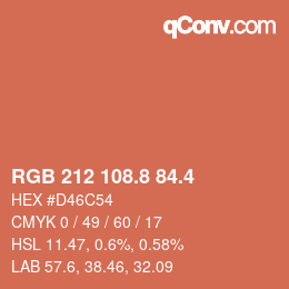 カラーコード: RGB 212 108.8 84.4 | qconv.com