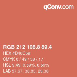 カラーコード: RGB 212 108.8 89.4 | qconv.com