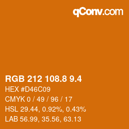 カラーコード: RGB 212 108.8 9.4 | qconv.com