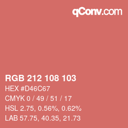 Color code: RGB 212 108 103 | qconv.com