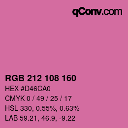 カラーコード: RGB 212 108 160 | qconv.com