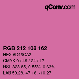 カラーコード: RGB 212 108 162 | qconv.com