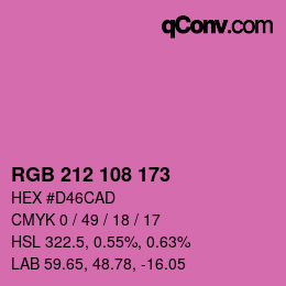 Farbcode: RGB 212 108 173 | qconv.com