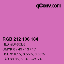 Color code: RGB 212 108 184 | qconv.com