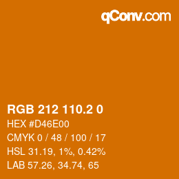 カラーコード: RGB 212 110.2 0 | qconv.com