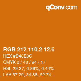 カラーコード: RGB 212 110.2 12.6 | qconv.com