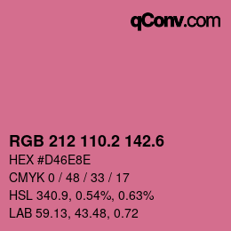 カラーコード: RGB 212 110.2 142.6 | qconv.com