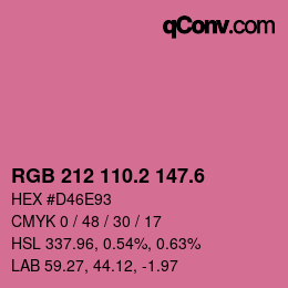 カラーコード: RGB 212 110.2 147.6 | qconv.com