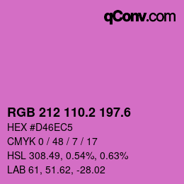 カラーコード: RGB 212 110.2 197.6 | qconv.com