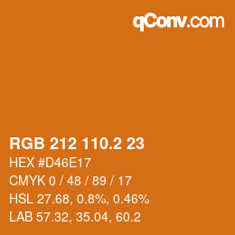 カラーコード: RGB 212 110.2 23 | qconv.com