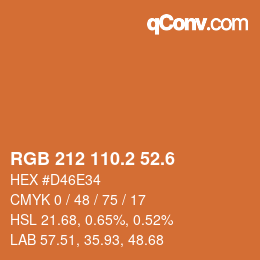 カラーコード: RGB 212 110.2 52.6 | qconv.com