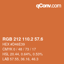 カラーコード: RGB 212 110.2 57.6 | qconv.com