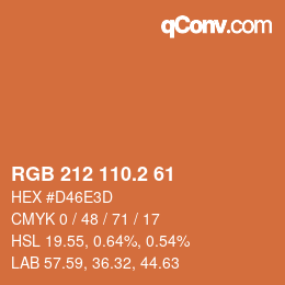 カラーコード: RGB 212 110.2 61 | qconv.com