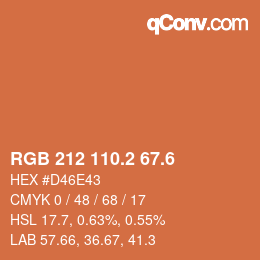 カラーコード: RGB 212 110.2 67.6 | qconv.com