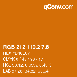 カラーコード: RGB 212 110.2 7.6 | qconv.com