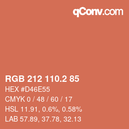 カラーコード: RGB 212 110.2 85 | qconv.com