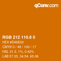 カラーコード: RGB 212 110.6 0 | qconv.com