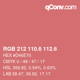 カラーコード: RGB 212 110.6 112.6 | qconv.com