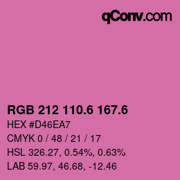 カラーコード: RGB 212 110.6 167.6 | qconv.com