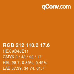 カラーコード: RGB 212 110.6 17.6 | qconv.com