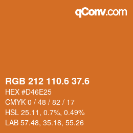 カラーコード: RGB 212 110.6 37.6 | qconv.com