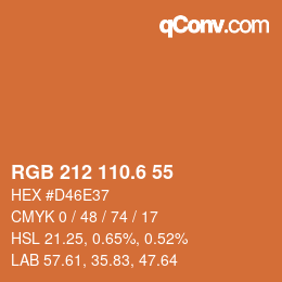 カラーコード: RGB 212 110.6 55 | qconv.com