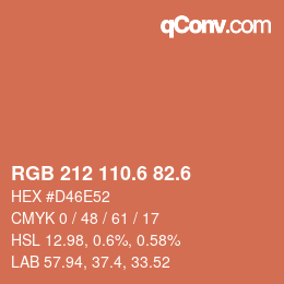 カラーコード: RGB 212 110.6 82.6 | qconv.com