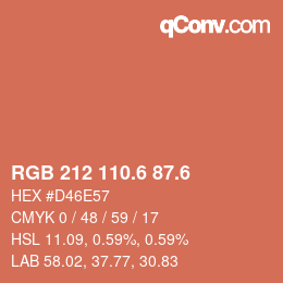 カラーコード: RGB 212 110.6 87.6 | qconv.com