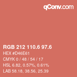 カラーコード: RGB 212 110.6 97.6 | qconv.com