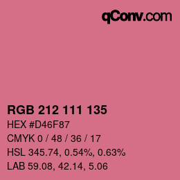 Color code: RGB 212 111 135 | qconv.com