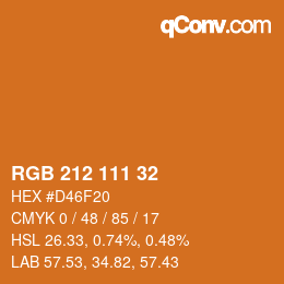 カラーコード: RGB 212 111 32 | qconv.com