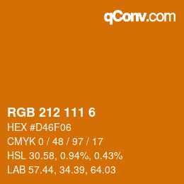 カラーコード: RGB 212 111 6 | qconv.com